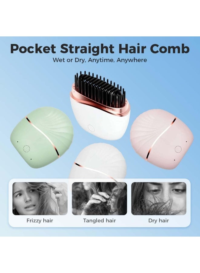 عام مكواة فرد الشعر الصغيرة، مشط تمليس الشعر المحمول الجديد القابل لإعادة الشحن لاسلكيًا، تسخين سريع مع ثلاثة عناصر تحكم في درجة الحرارة، مشط سفر مقاوم للحرارة (أبيض) - Image 3